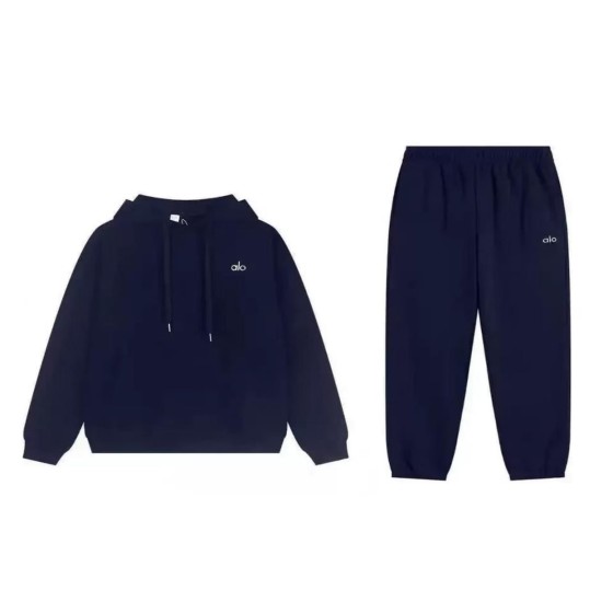 ALO Navy Blue Hooded Jogger Suit